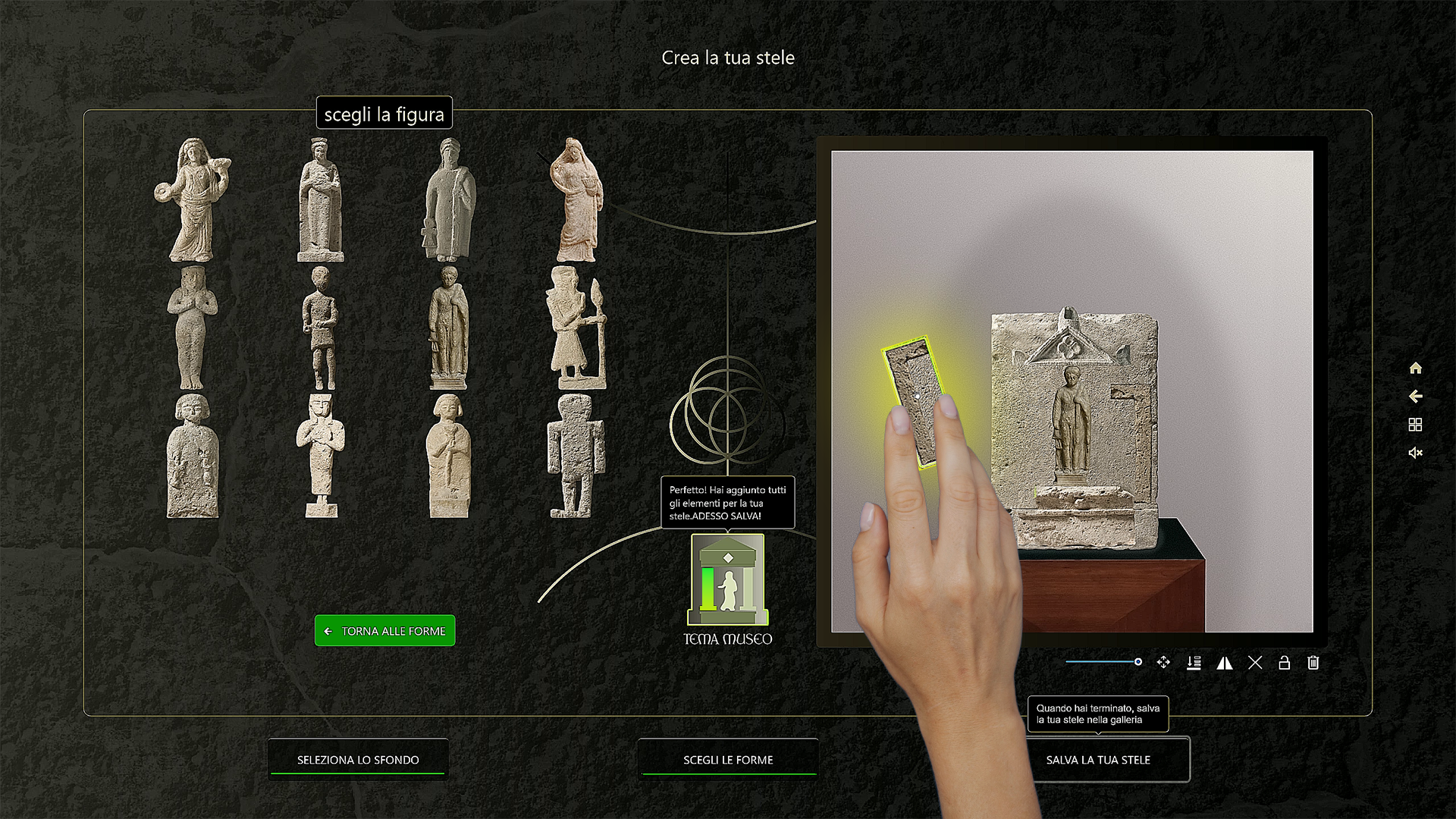 Il gioco interattivo 3D per ricostruire una stele
